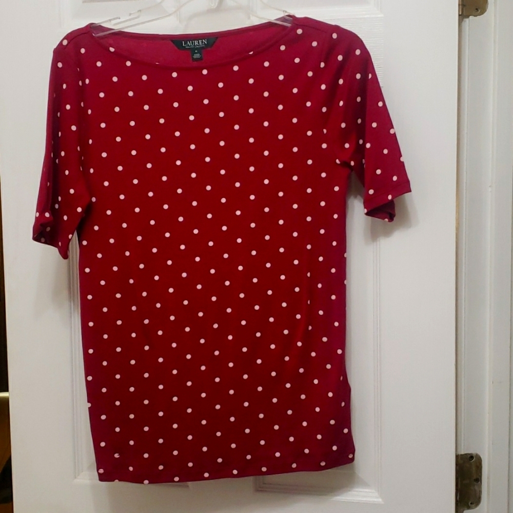 Ralph Lauren red/pink polka dos. Size medium